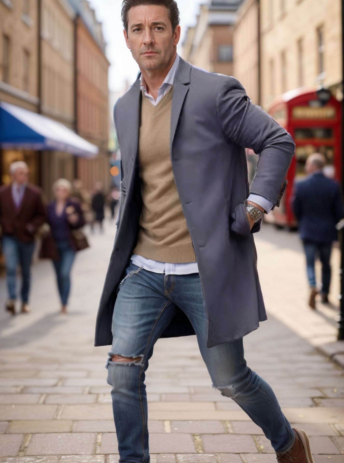 Herren eleganter Mantel mit hochwertigen Details Krohn-e