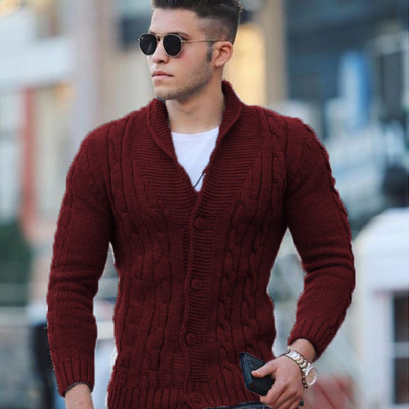 Herren Strickjacke mit einzigartigem Zopfmuster und modischem Schalkragen Krohn-e
