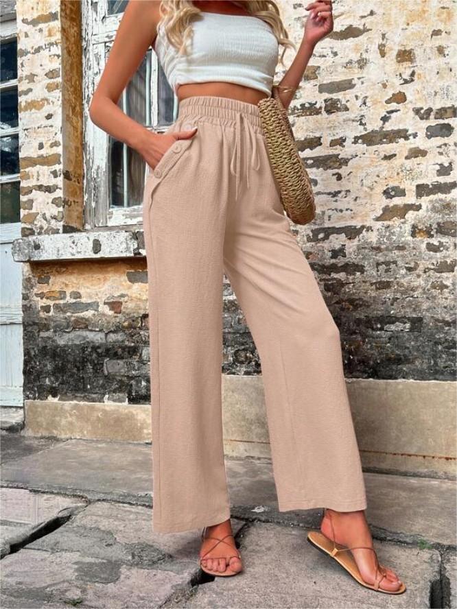 Damen Elegante Freizeit-Hosen mit elastischem Bund und seitlichen Taschen Krohn-e