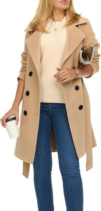 Damen Trenchcoat mit asymmetrischem Saum und breitem Kragen Krohn-e