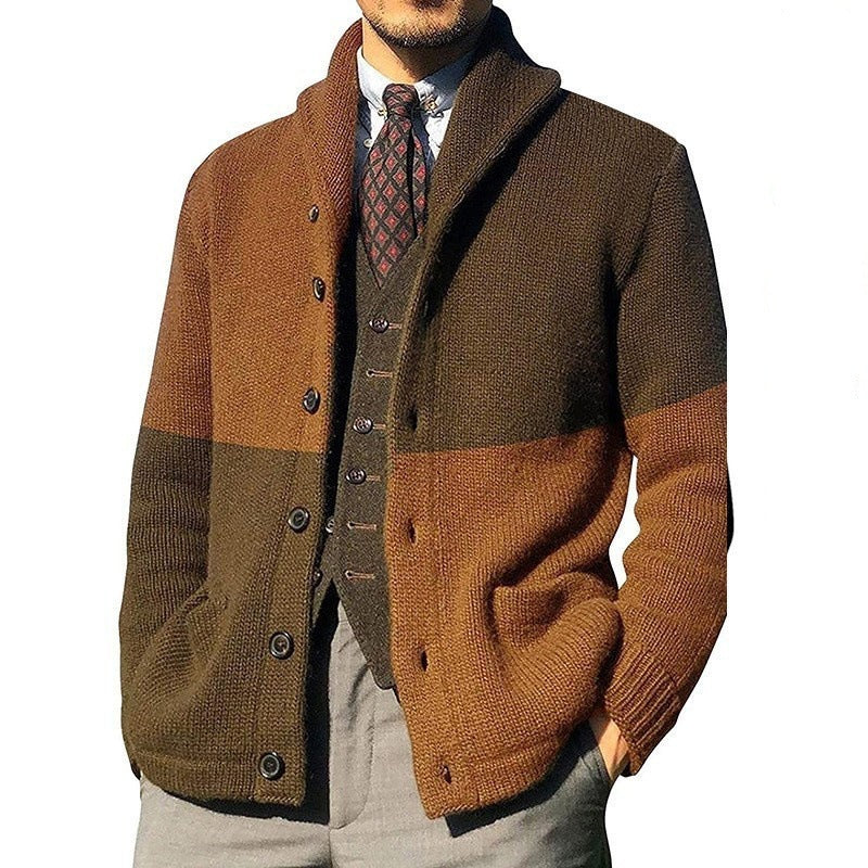Herren modische Strickjacke mit anspruchsvoller Farbblockierung Krohn-e