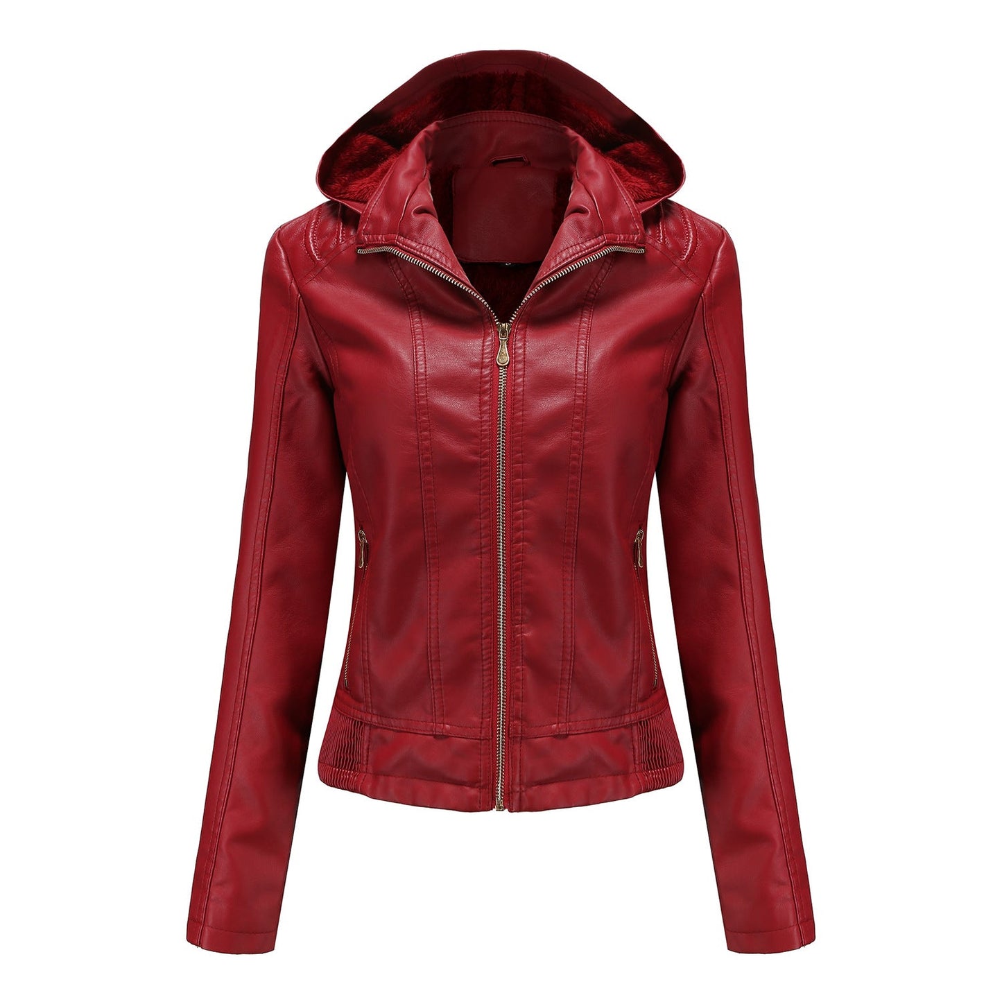 Damen stilvolle Kunstlederjacke mit hochabschließendem Kragen und elastischen Bündchen Krohn-e