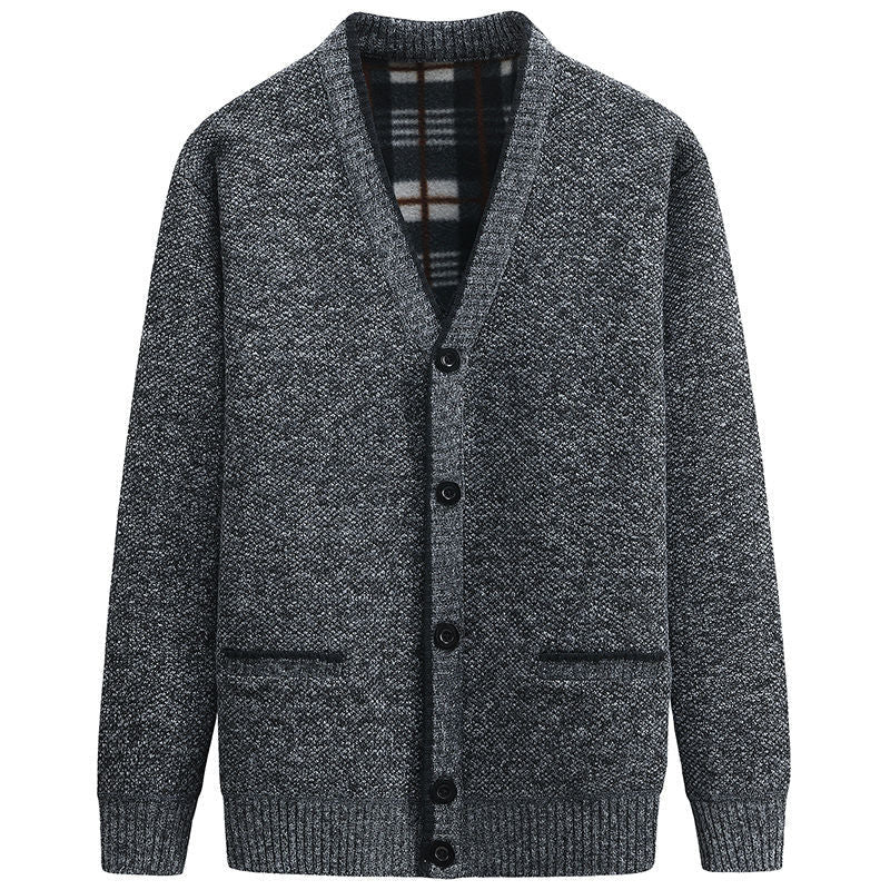 Herren stilvolle Strickjacke mit V-Ausschnitt und liebevollen Details Krohn-e