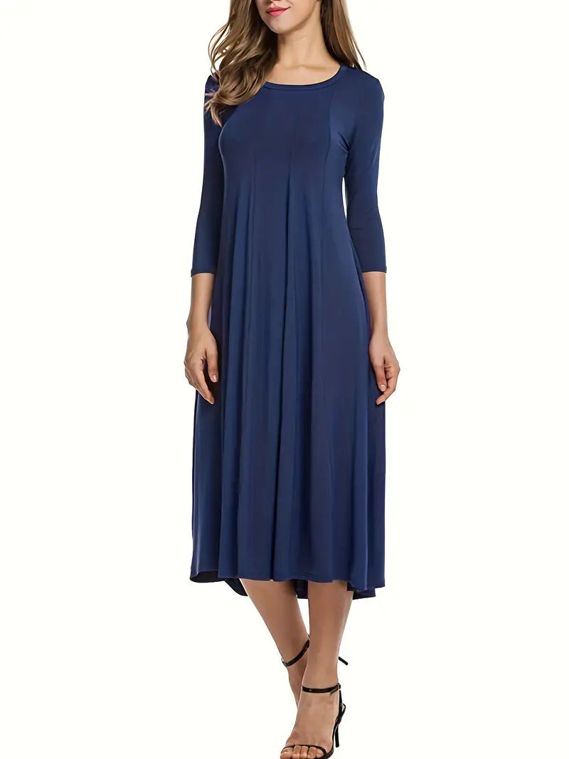 Damen Midi-Kleid mit schmeichelndem Schnitt und 3/4-Ärmeln Krohn-e
