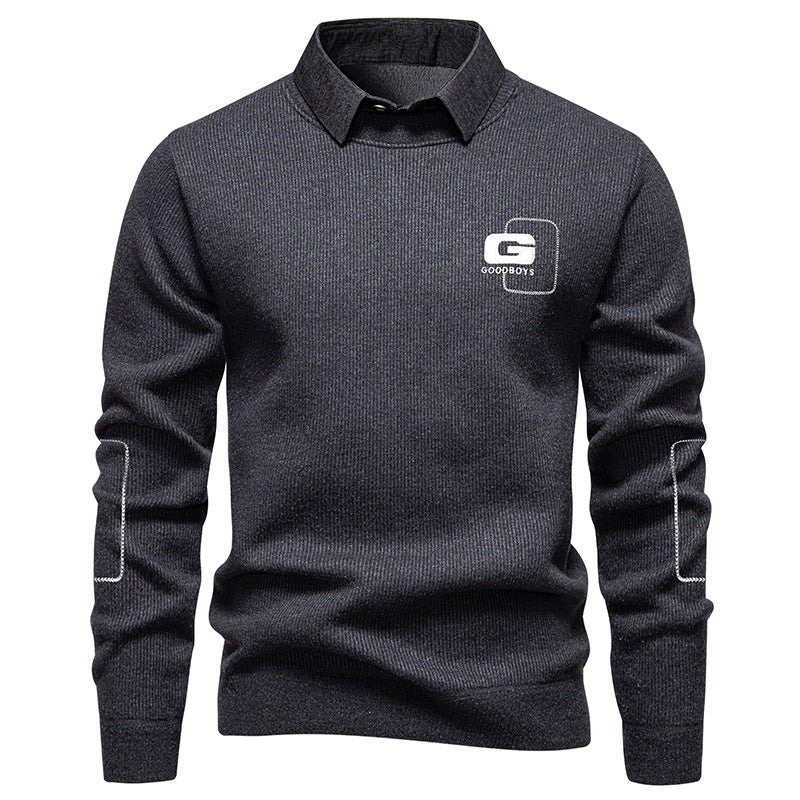 Herren eleganter Pullover mit Kragen und feinem Strickmuster Krohn-e