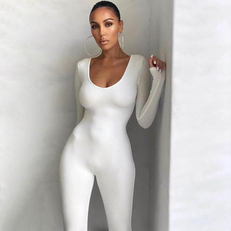 Damen Langarm Bodycon Jumpsuit Krohn-e