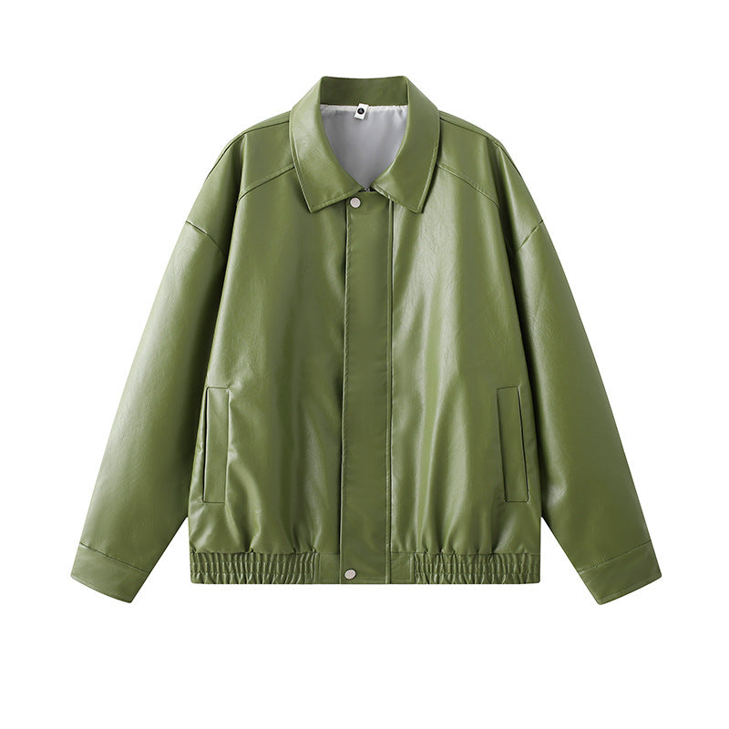 Herren elegante Kunstlederjacke mit elastischem Bund Krohn-e