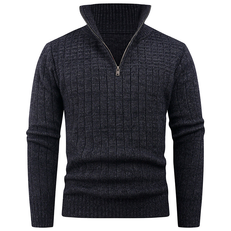 Herren Rollkragenpullover mit hochwertiger Rippstruktur und modernem Reißverschluss Krohn-e