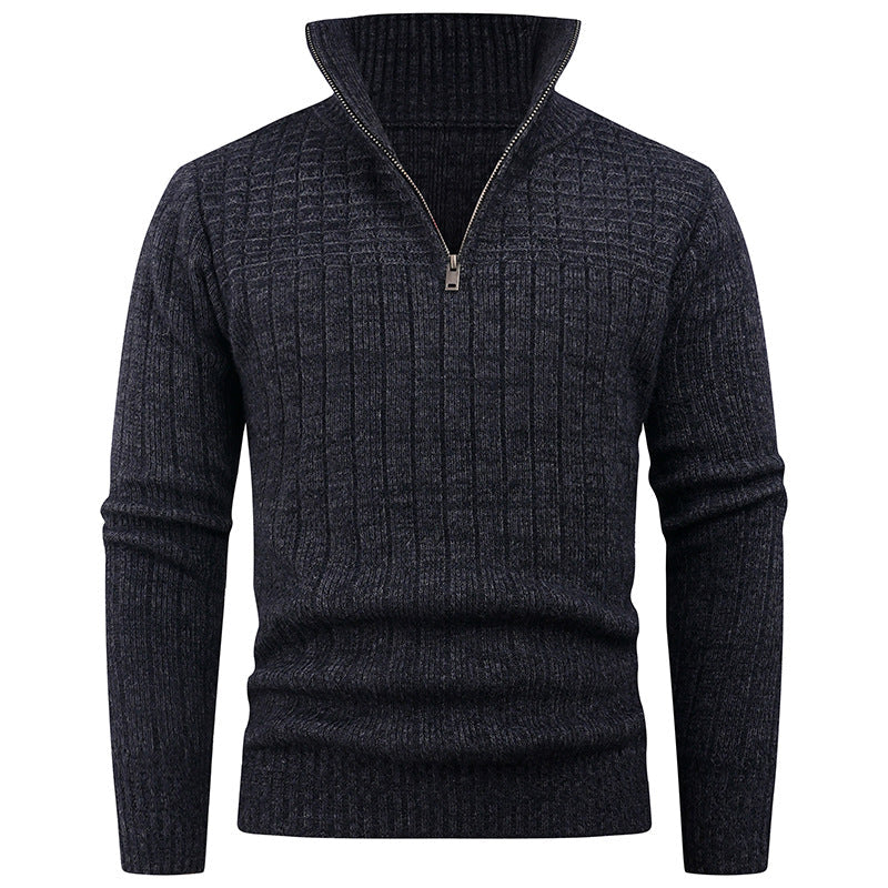 Herren Rollkragenpullover mit hochwertiger Rippstruktur und modernem Reißverschluss Krohn-e