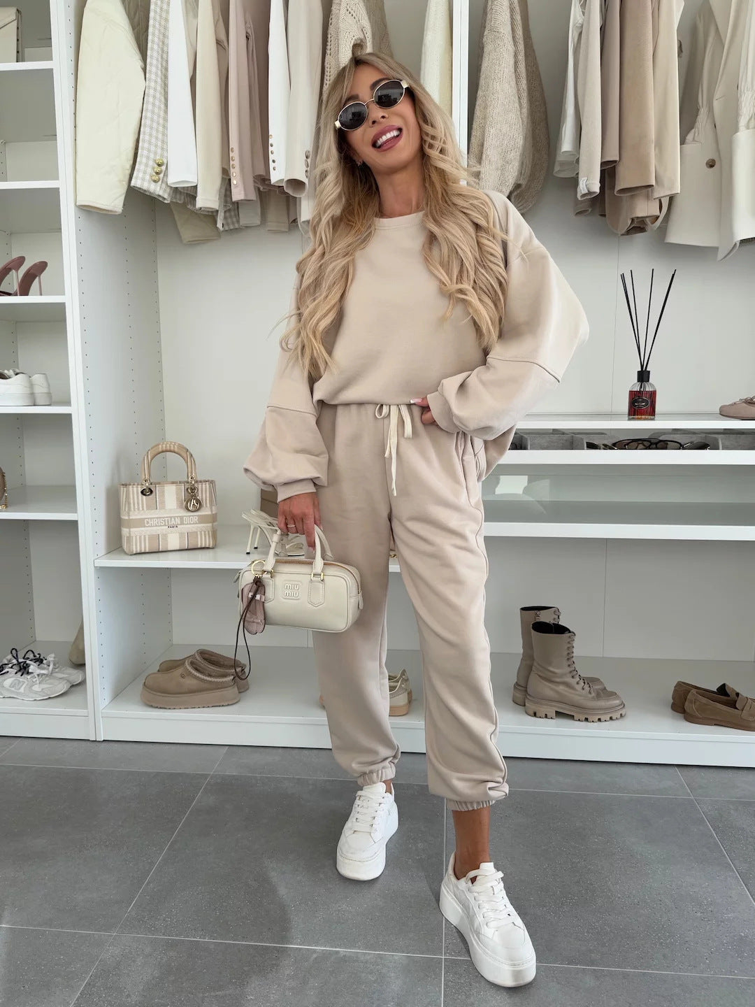 Damen Sportlicher Loungewear-Anzug mit elastischen Bündchen und weitem Schnitt Krohn-e