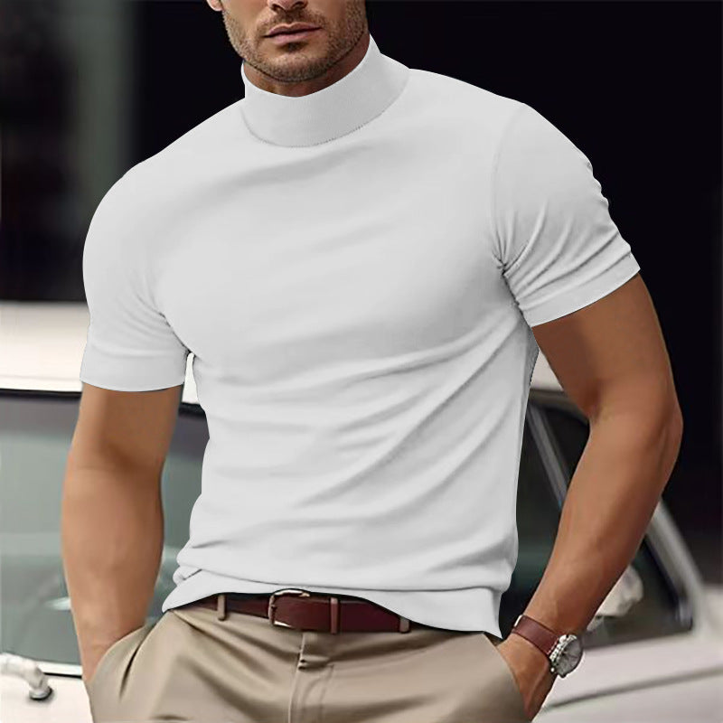 Herren Kurzarm Turtleneck T-Shirt Krohn-e