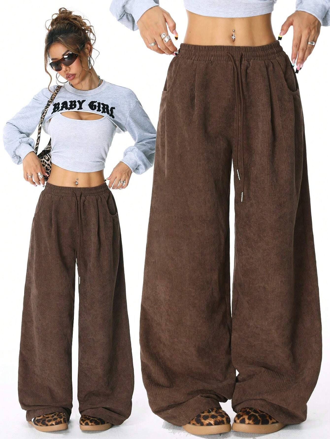 Damen Weite Cord-Hose mit elastischem Bund Krohn-e