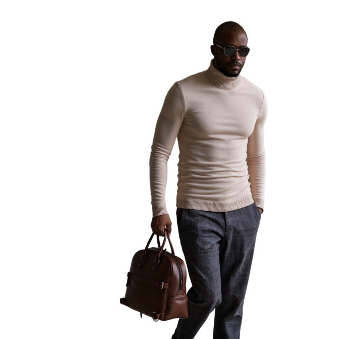 Herren rollkragen pullover mit feiner Struktur Krohn-e