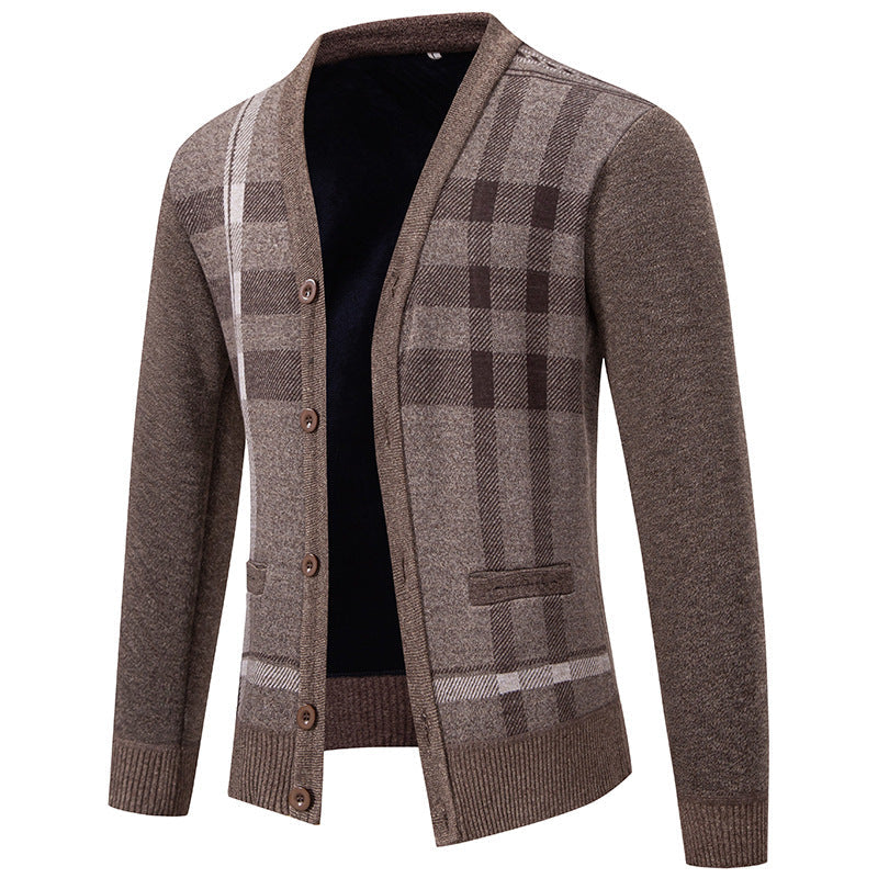 Herren Strickjacke mit modischem Karomuster und praktischen Knöpfen Krohn-e