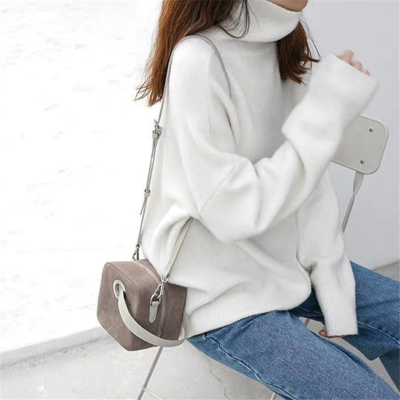 Damen Oversized Pullover mit hohem Kragen und Puffärmeln Krohn-e