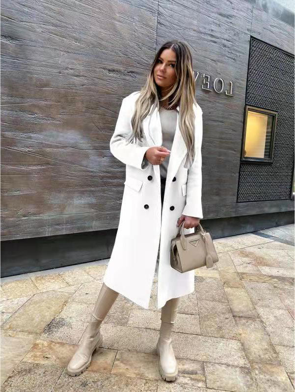 Damen Eleganter und zeitloser Wool Coat mit Doppelreiher Krohn-e