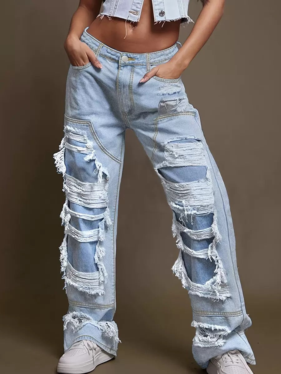 Damen Vintage Destroyed Jeans im lässigen Schnitt Krohn-e
