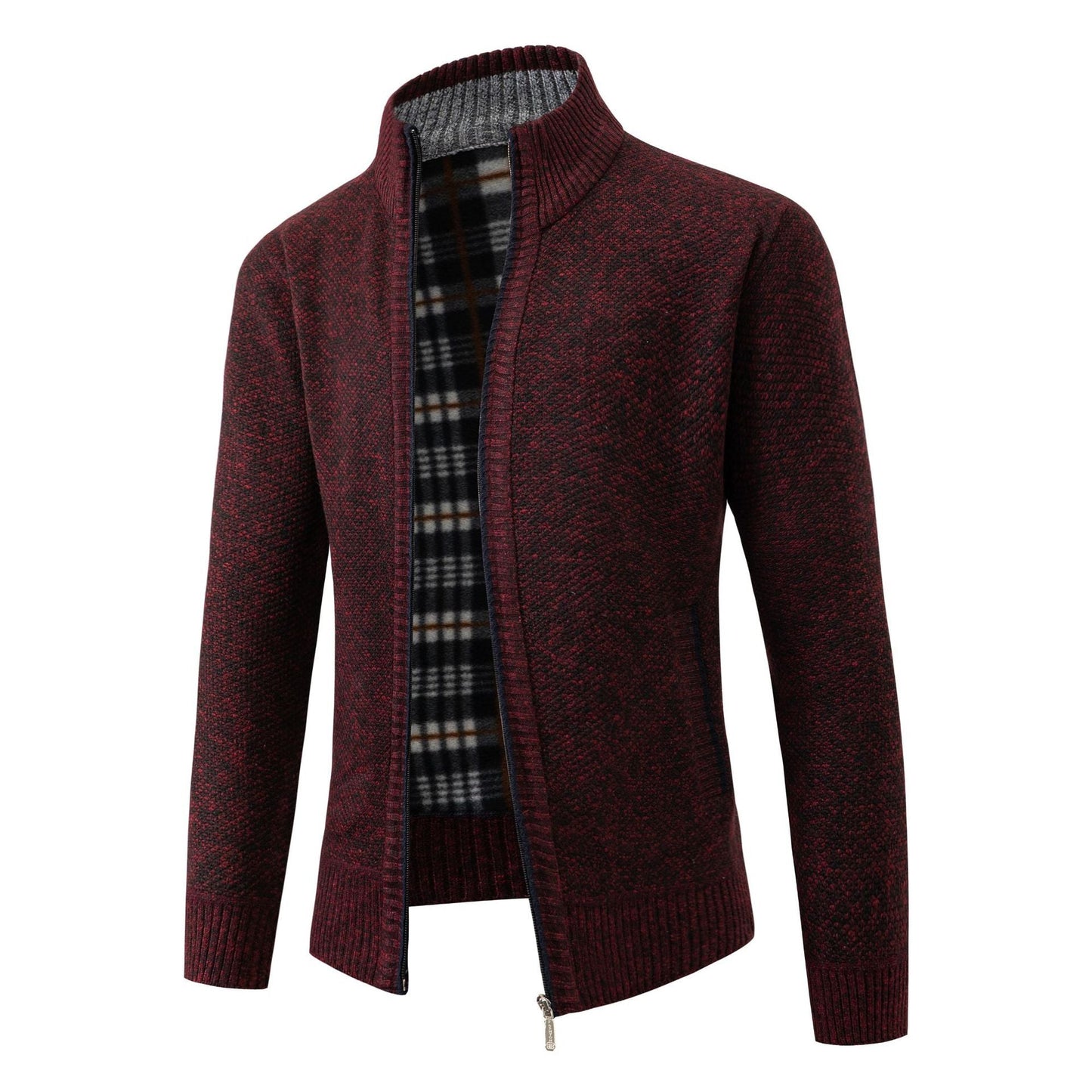 Herren Strickjacke mit modernem Stehkragen und klassischem Innenfutter Krohn-e