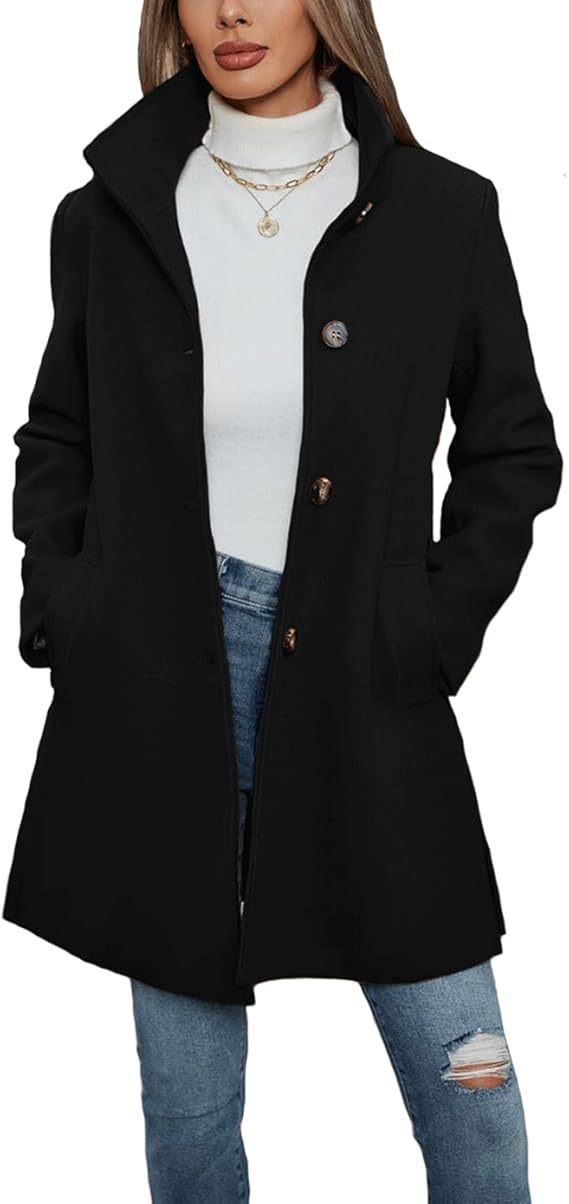 Damen Eleganter Wollmantel mit hochgeschlossenem Kragen und praktischen Taschen Krohn-e