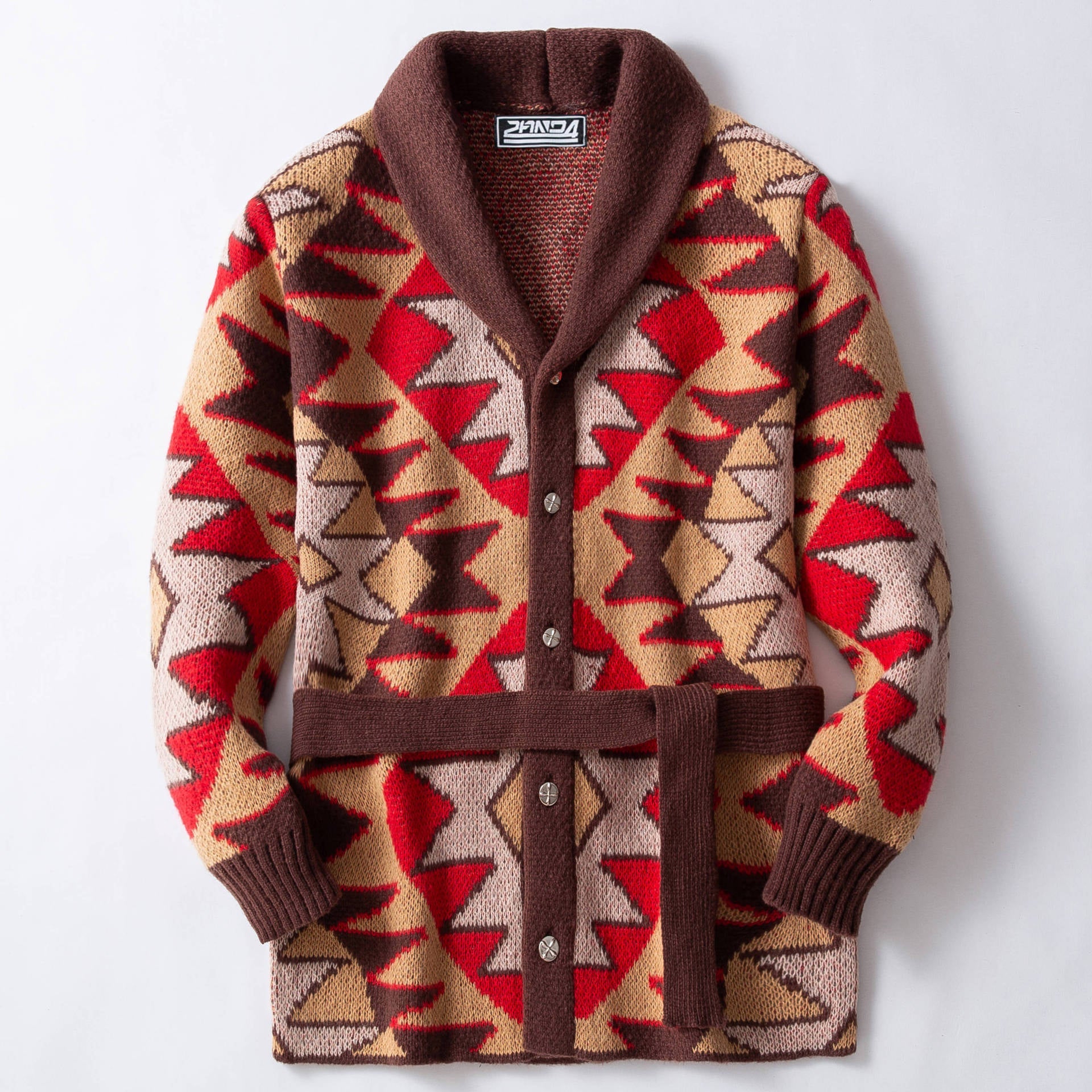 Damen Strickjacke mit geometrischem Muster und breitem Kragen Krohn-e