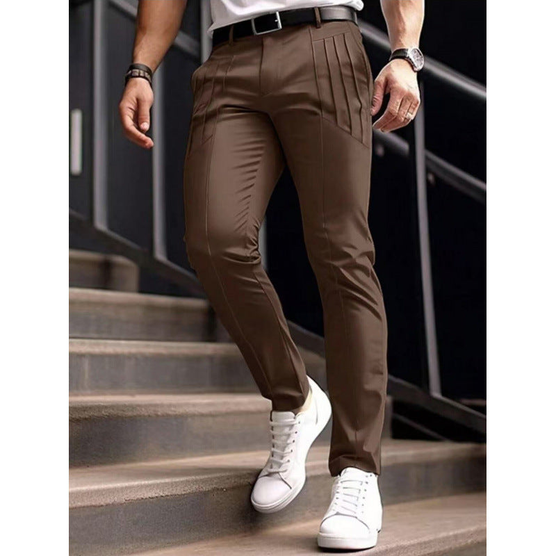 Herren stylische Slim-Fit Anzughose mit plissiertem Design Krohn-e