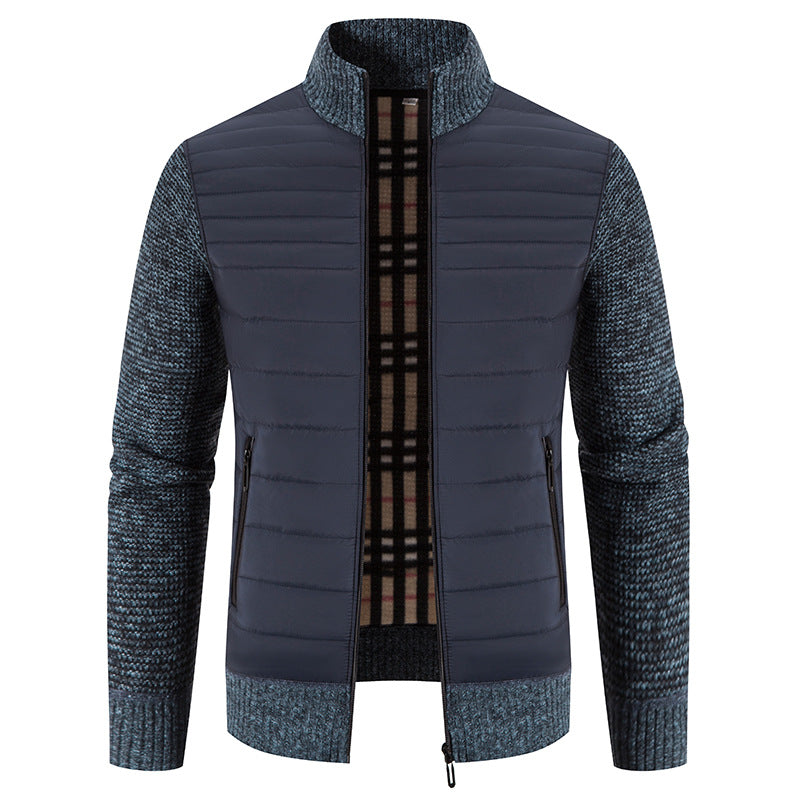 Herren gesteppte Hybridjacke mit Strickärmeln und modernem Stehkragen Krohn-e