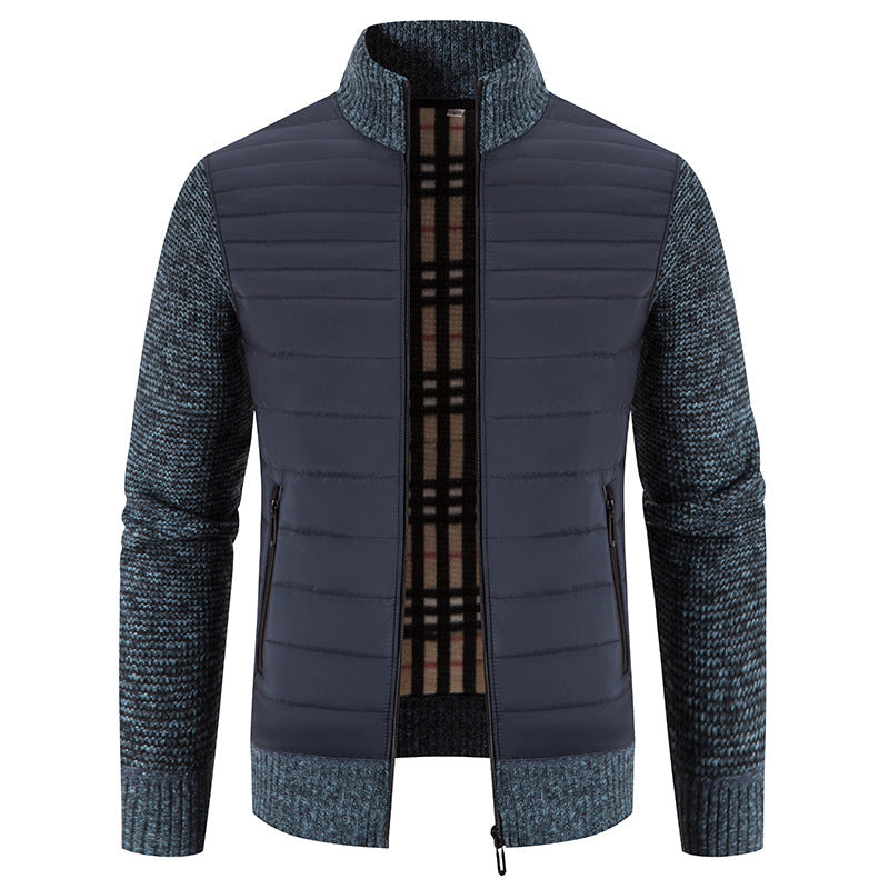 Herren gesteppte Hybridjacke mit Strickärmeln und modernem Stehkragen Krohn-e