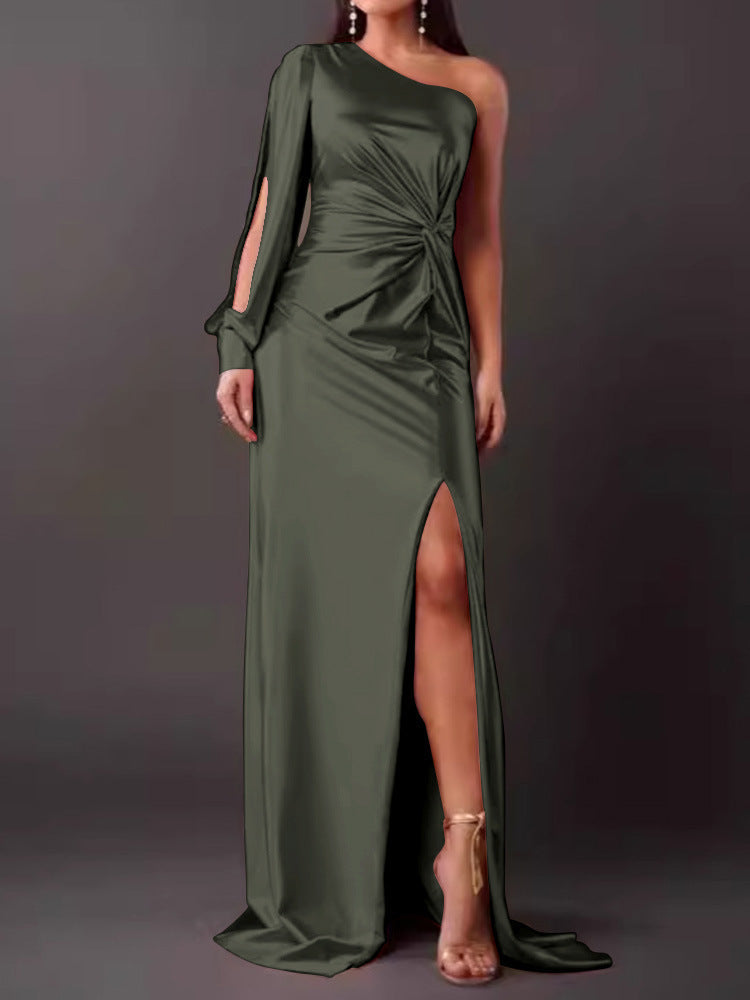 Damen Abendkleid mit asymmetrischem Ausschnitt und eleganter Faltenlegung Krohn-e