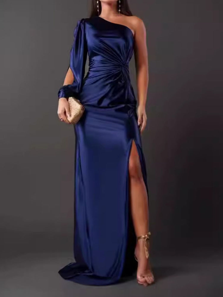 Damen Abendkleid mit asymmetrischem Ausschnitt und eleganter Faltenlegung Krohn-e
