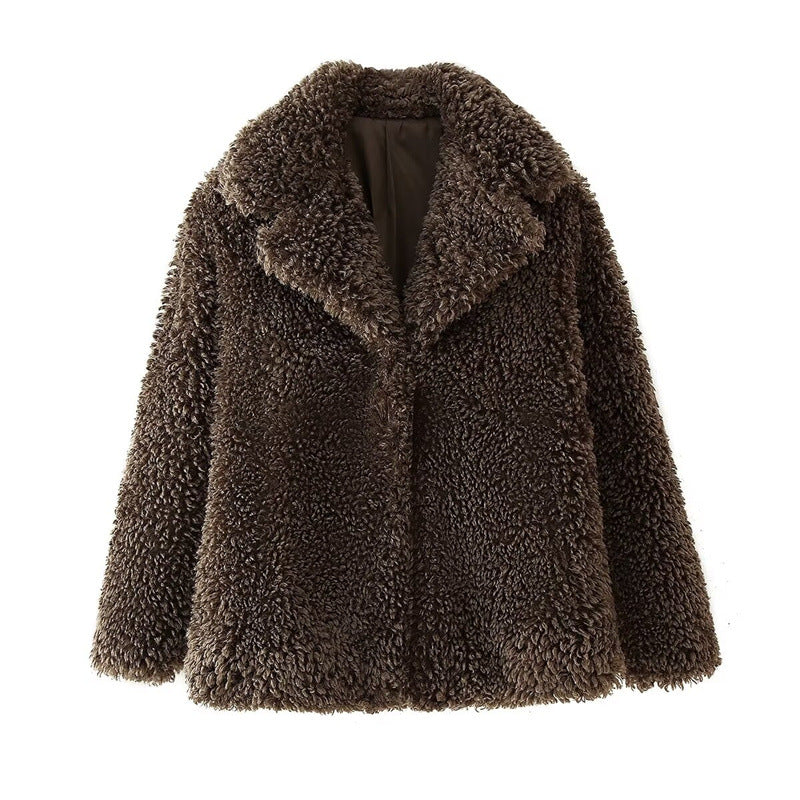 Damen Teddyfelljacke mit stylischem Kragen Krohn-e