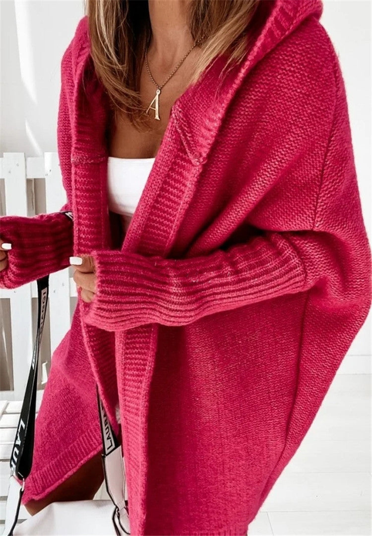 Damen gemütlicher Strickcardigan mit Kapuze und weit geschnittenen Ärmeln Krohn-e