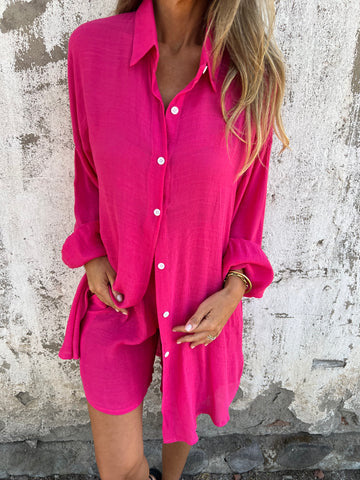 Damen lange Bluse mit durchgehender Knopfleiste und lässigem Schnitt Krohn-e