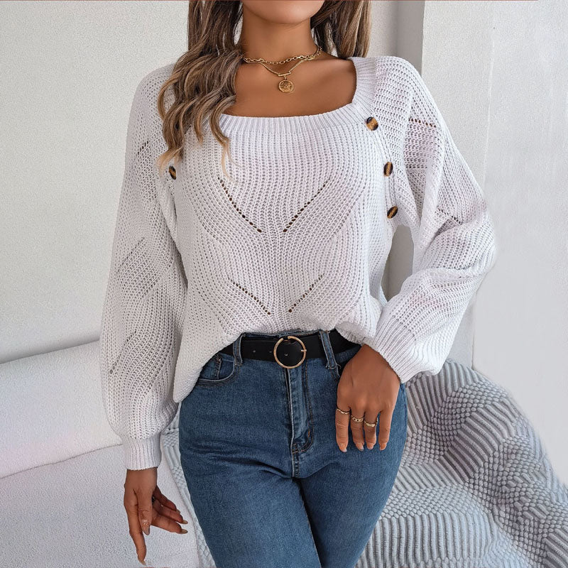 Krohn-e | Bequemer Einfarbiger Strickpullover Für Freizeit