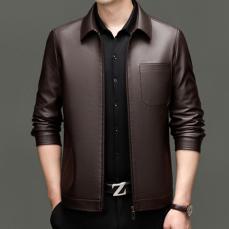 Herren Kunstlederjacke mit modernem Schnitt und praktischen Taschen Krohn-e