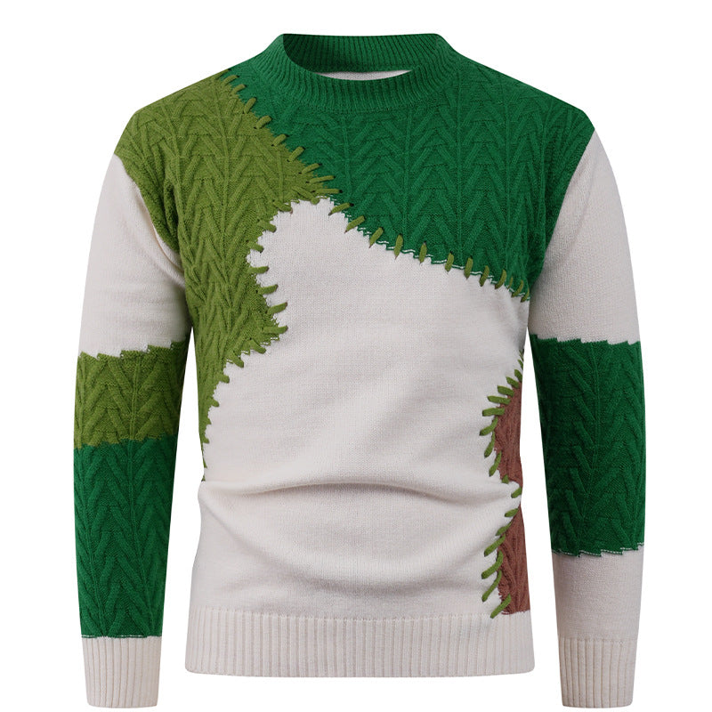 Herren Modischer Strickpullover mit kreativem Patchwork-Design Krohn-e