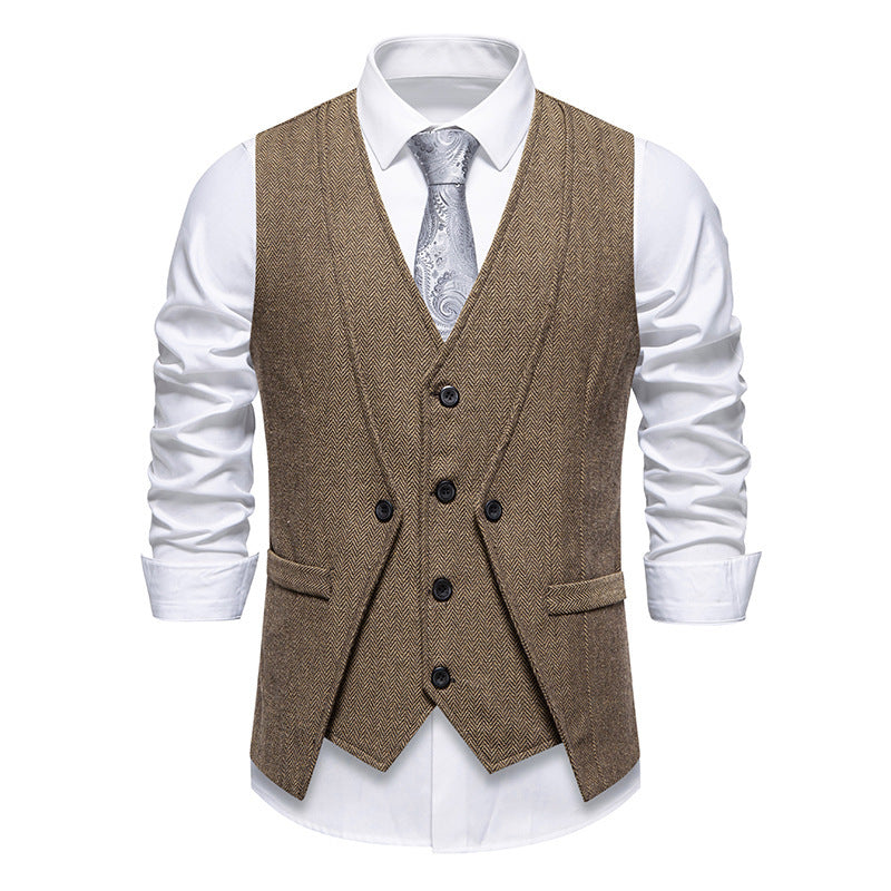 Herren Anzugweste im eleganten Herringbone-Design mit praktischen Taschen Krohn-e