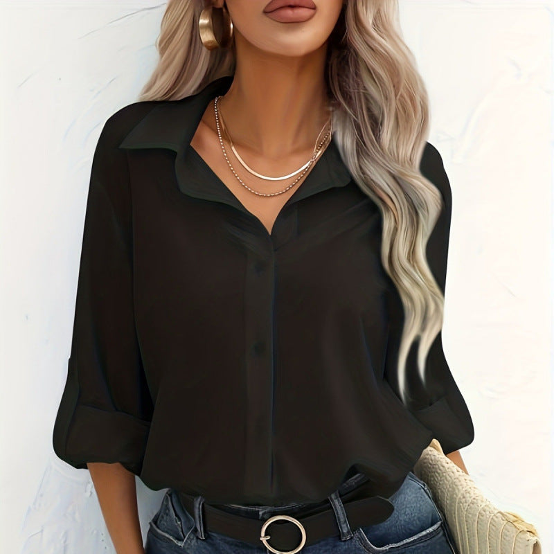 Damen elegante langärmelige Bluse aus atmungsaktiver Baumwolle Krohn-e