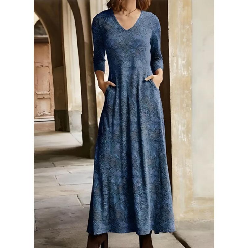 Damen Maxikleid mit dekorativen Mustern und praktischen Taschen Krohn-e
