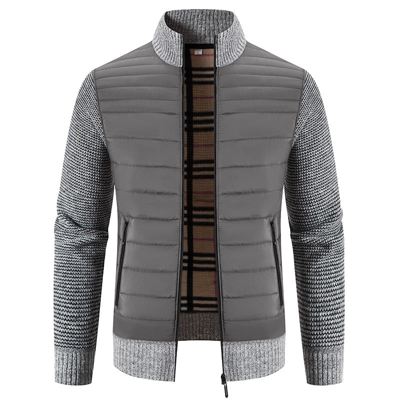 Herren gesteppte Hybridjacke mit Strickärmeln und modernem Stehkragen Krohn-e