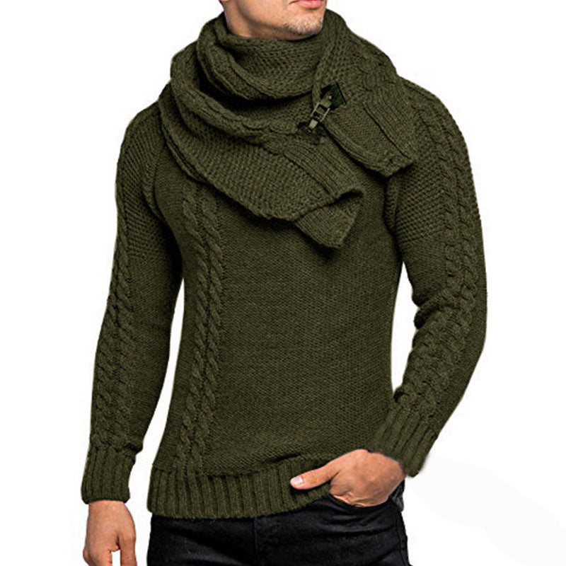 Herren Strickpullover mit elegantem Zopfmuster und modischem Schal Krohn-e