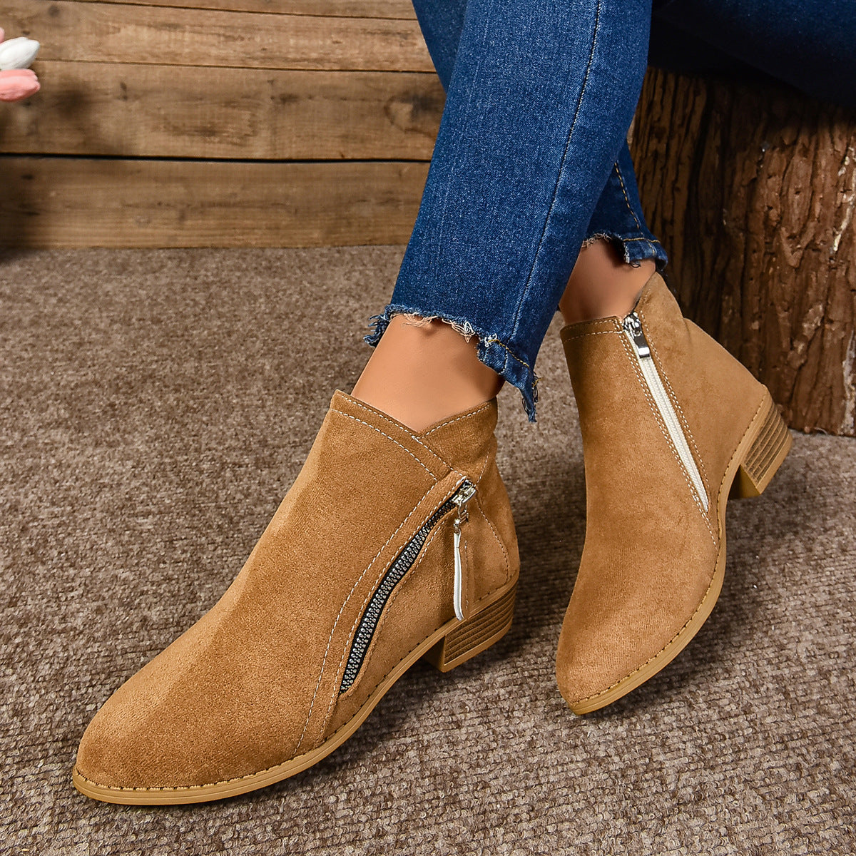 Damen Elegante Stiefeletten mit modischem Reißverschluss Krohn-e