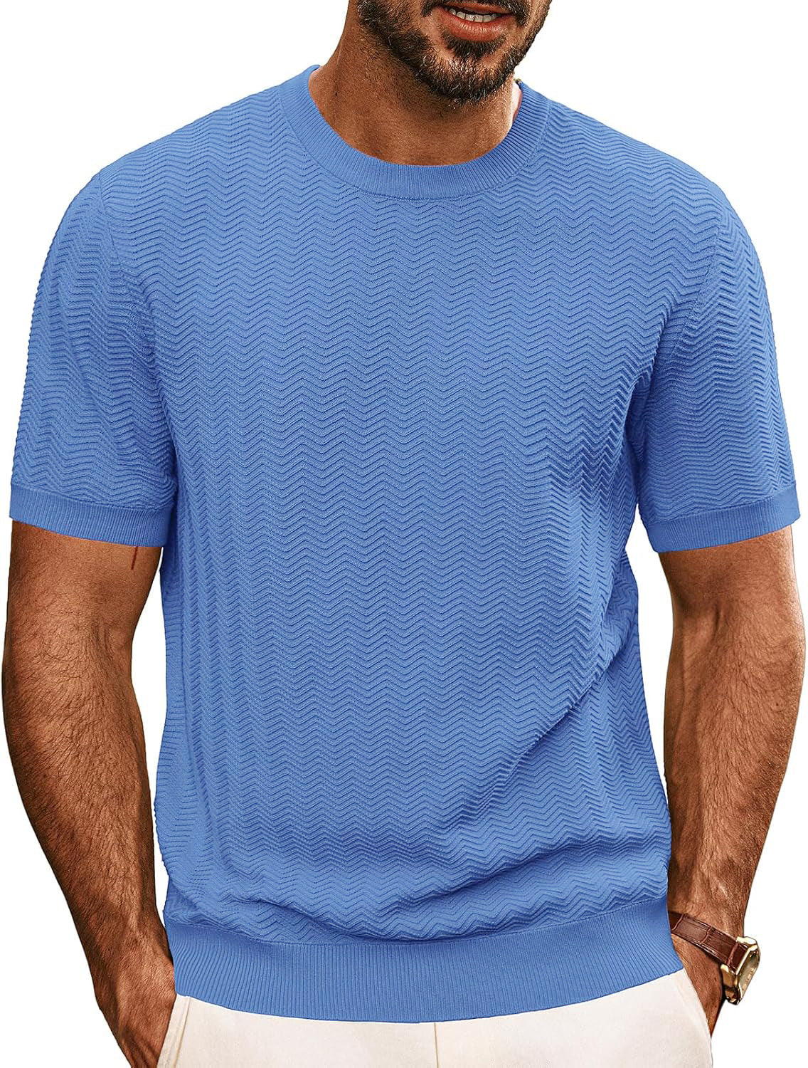 Herren strukturiertes Rundhals T-Shirt Krohn-e