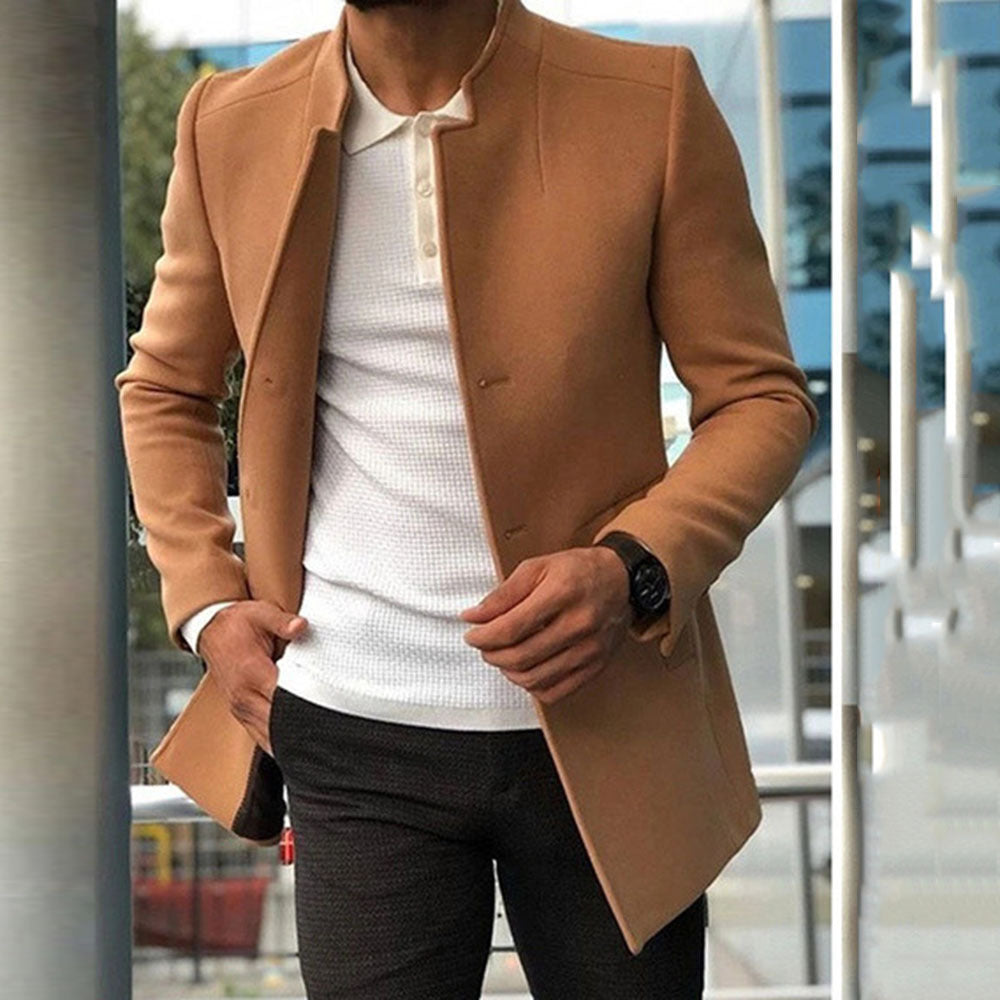 Herren moderner Blazer mit geradem Schnitt und elegantem Stehkragen Krohn-e
