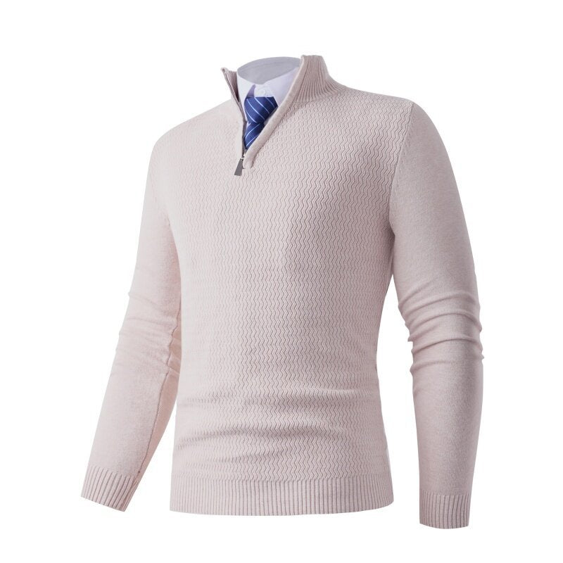 Herren Strickpullover mit modernem Stehkragen und strukturiertem Design Krohn-e