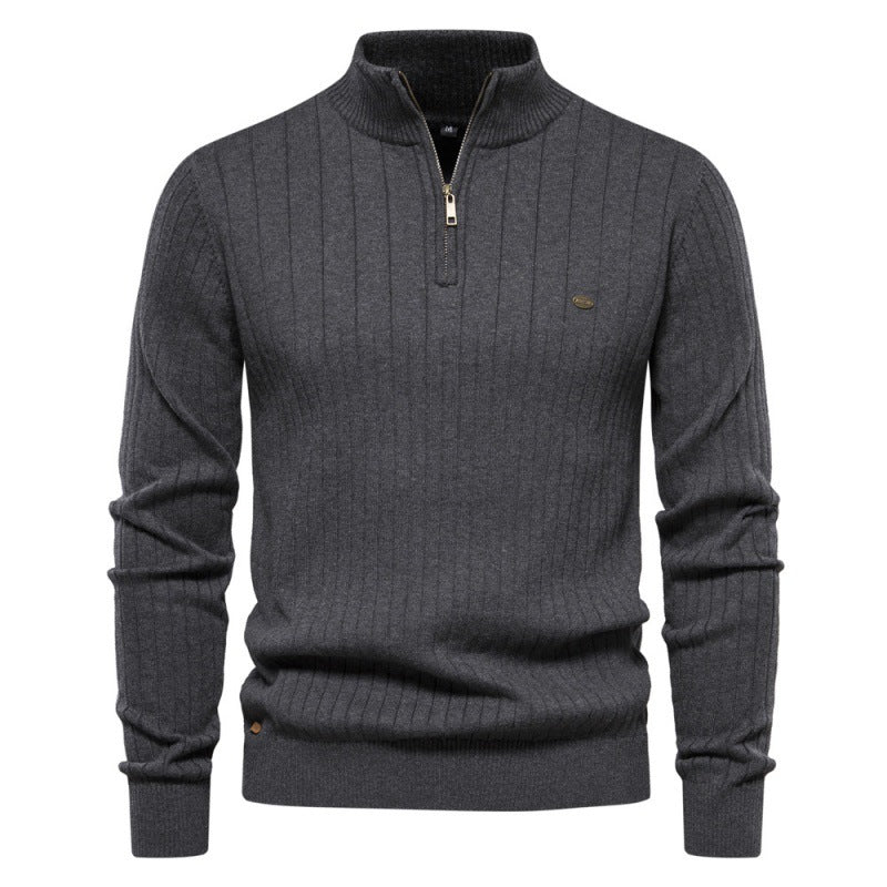Herren Pullover mit halbem Reißverschluss und Rippstruktur Krohn-e