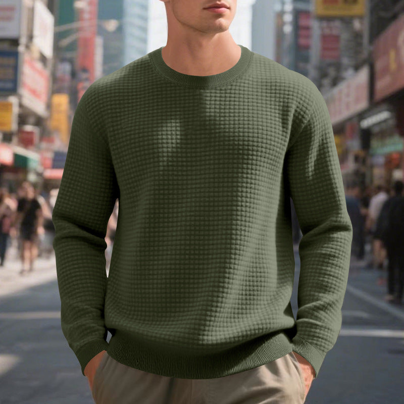 Herren warmer Pullover mit strukturiertem Gewebe und Rundhalsausschnitt Krohn-e