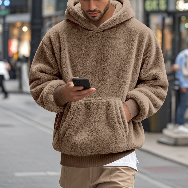 Herren übergroßer Fleece-Hoodie mit Kängurutasche und gemütlichem Schnitt Krohn-e