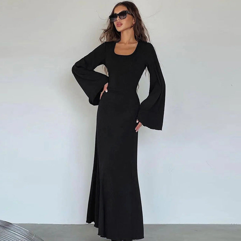 Damen Maxikleid mit innovativem Rippdesign und angeschnittenen Ärmeln Krohn-e