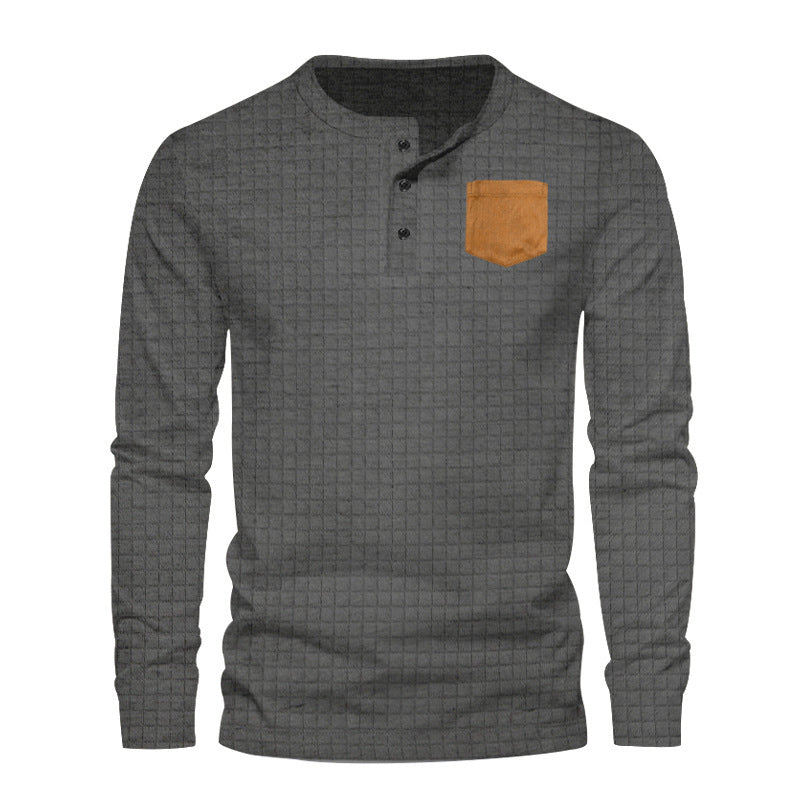 Herren Langarmshirt mit strukturiertem Design applikation Krohn-e