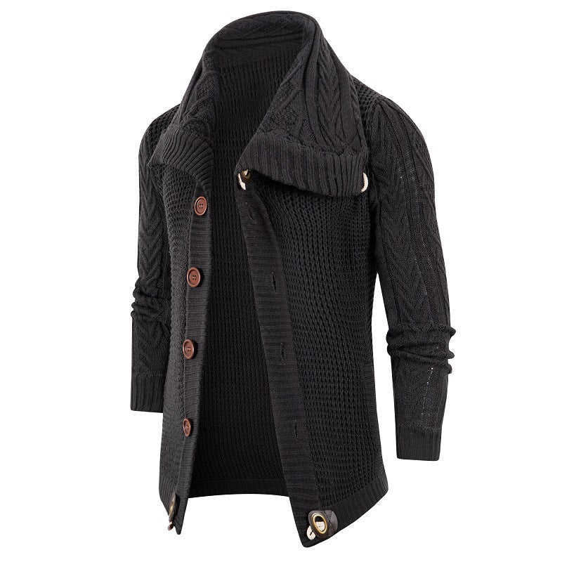 Herren Grobstrick Strickjacke mit umschlagbarem Halsausschnitt Krohn-e